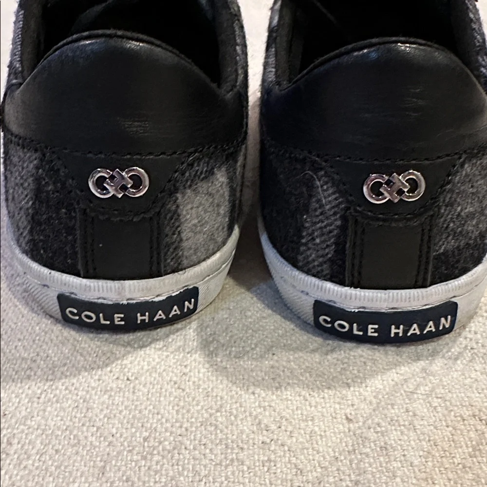 Cole Haan Women's Black and Gray Plaid Sneakers 9